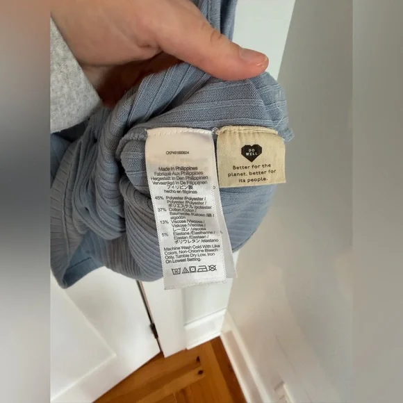 Madewell Ribbed Button Front Crop Tank Large Terrace Blue - Picture 5 of 10